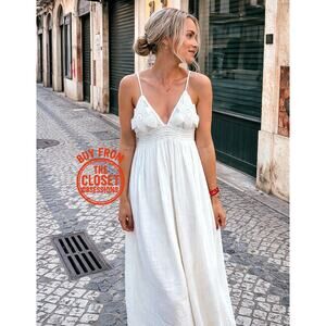 ZARA Blogger Fave White A-Line Midi Dress NWT